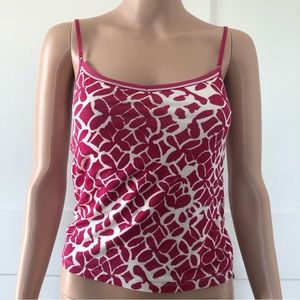 J. Crew Pink White Tissue Cropped Tank Shelf Bra Small XS